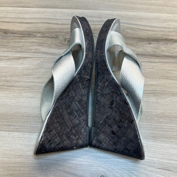Kork Ease Geena Size 5 Silver Womens Wedge Sandals Cork Slip On Shoes - Picture 3 of 12